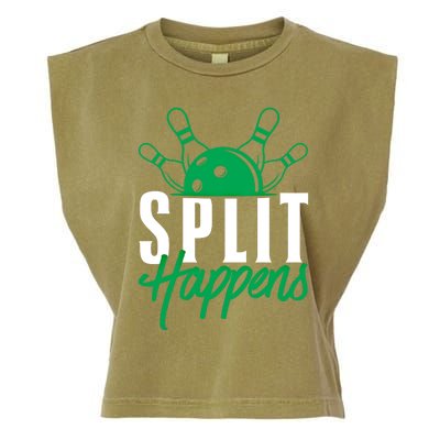 Split Happens Funny Bowling Team Bowler Pin Humor Gift Garment-Dyed Women's Muscle Tee