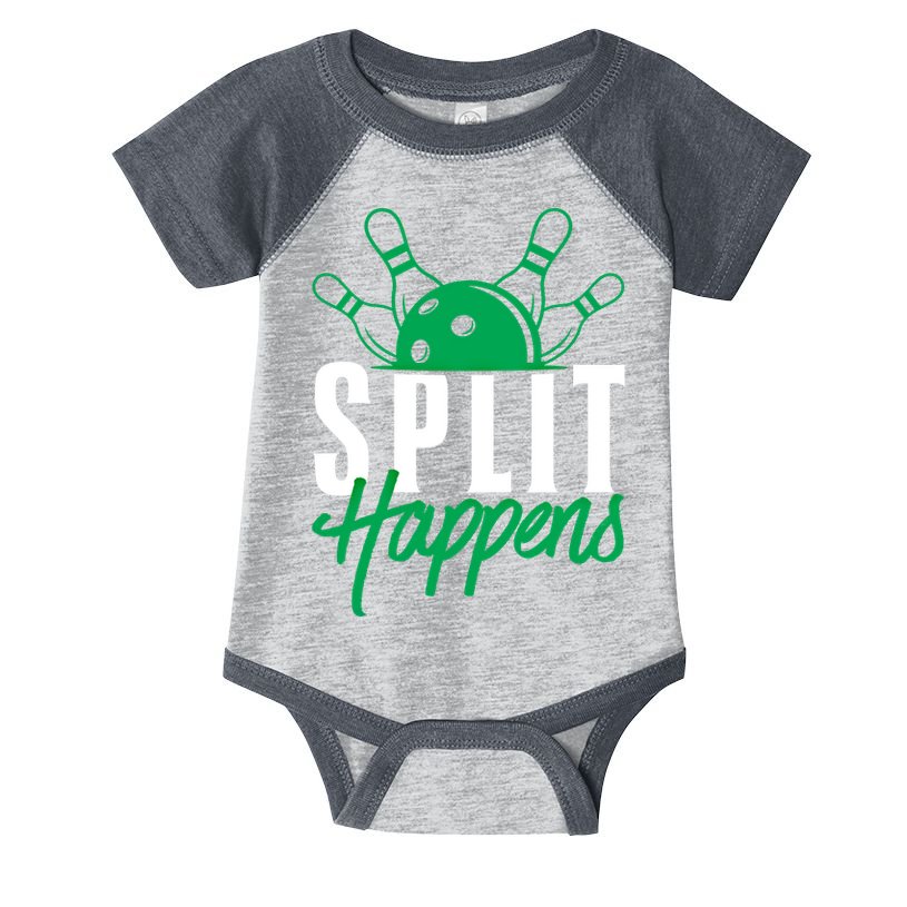Split Happens Funny Bowling Team Bowler Pin Humor Gift Infant Baby Jersey Bodysuit
