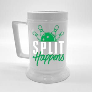 Split Happens Funny Bowling Team Bowler Pin Humor Gift Beer Stein