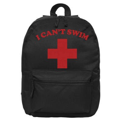 Summer Humor Funny Pool Lifeguard I Cant Swim 16 in Basic Backpack