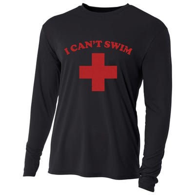 Summer Humor Funny Pool Lifeguard I Cant Swim Cooling Performance Long Sleeve Crew