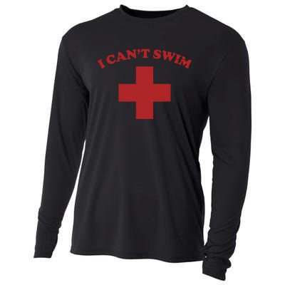 Summer Humor Funny Pool Lifeguard I Cant Swim Cooling Performance Long Sleeve Crew