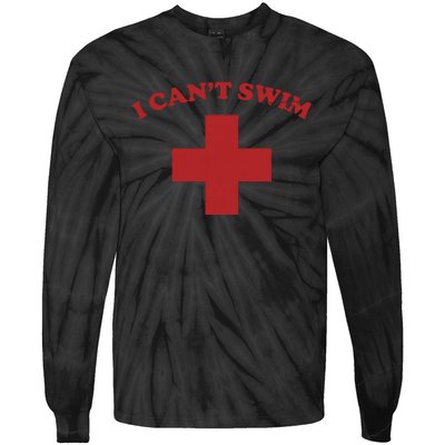 Summer Humor Funny Pool Lifeguard I Cant Swim Tie-Dye Long Sleeve Shirt