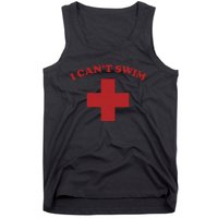 Summer Humor Funny Pool Lifeguard I Cant Swim Tank Top