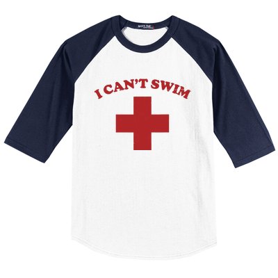 Summer Humor Funny Pool Lifeguard I Cant Swim Baseball Sleeve Shirt