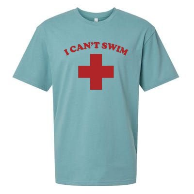 Summer Humor Funny Pool Lifeguard I Cant Swim Sueded Cloud Jersey T-Shirt