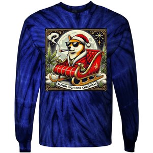 Sleigh High For Christmas Premium Heavyweight Tie-Dye Long Sleeve Shirt