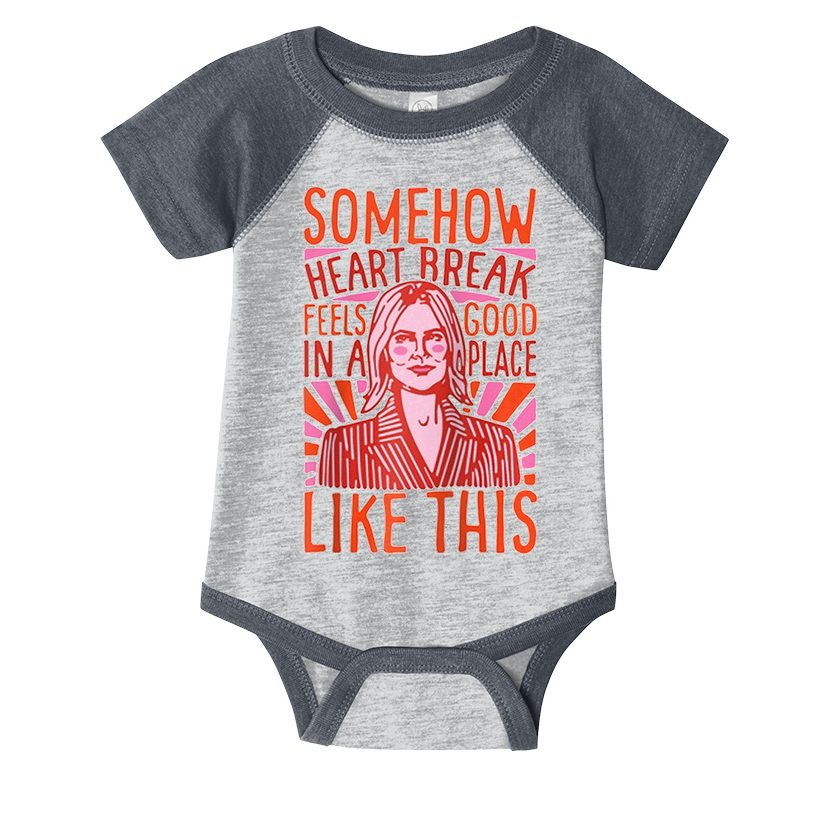 Somehow Heartbreak Feels Good In A Place Like This Raglan Baseball Infant Baby Jersey Bodysuit