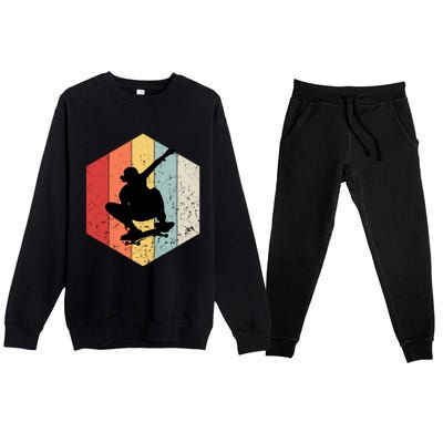 Skaters Having Fun Retro Sunset Skateboard Gift N Skaters Funny Gift Premium Crewneck Sweatsuit Set