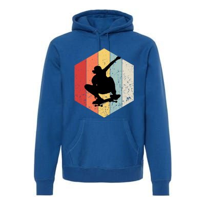 Skaters Having Fun Retro Sunset Skateboard Gift N Skaters Funny Gift Premium Hoodie