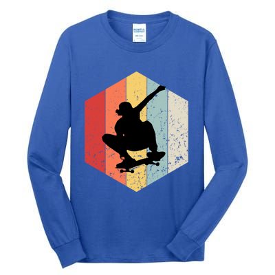 Skaters Having Fun Retro Sunset Skateboard Gift N Skaters Funny Gift Tall Long Sleeve T-Shirt