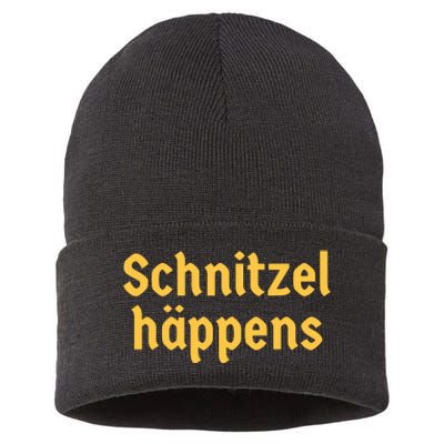 Schnitzel Happens Funny German Beer Oktoberfest Sustainable Knit Beanie