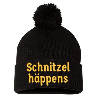 Schnitzel Happens Funny German Beer Oktoberfest Pom Pom 12in Knit Beanie