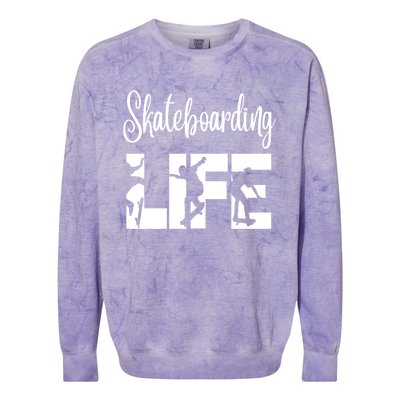 Skaters Having Fun Pro Skateboarding Life Gift For Teen Gift Colorblast Crewneck Sweatshirt