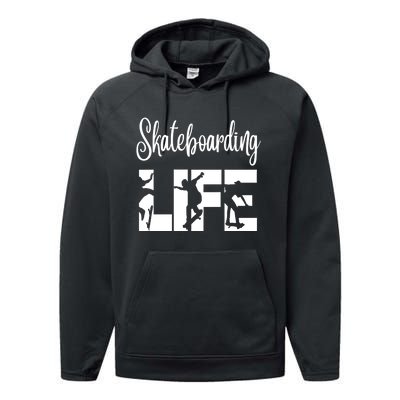 Skaters Having Fun Pro Skateboarding Life Gift For Teen Gift Performance Fleece Hoodie