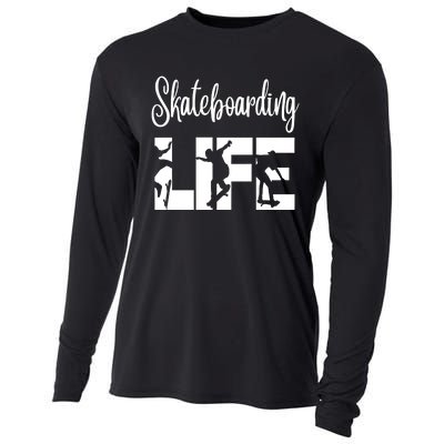 Skaters Having Fun Pro Skateboarding Life Gift For Teen Gift Cooling Performance Long Sleeve Crew