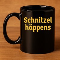 Schnitzel Happens Funny German Beer Oktoberfest 11oz C Handle Ceramic Mug