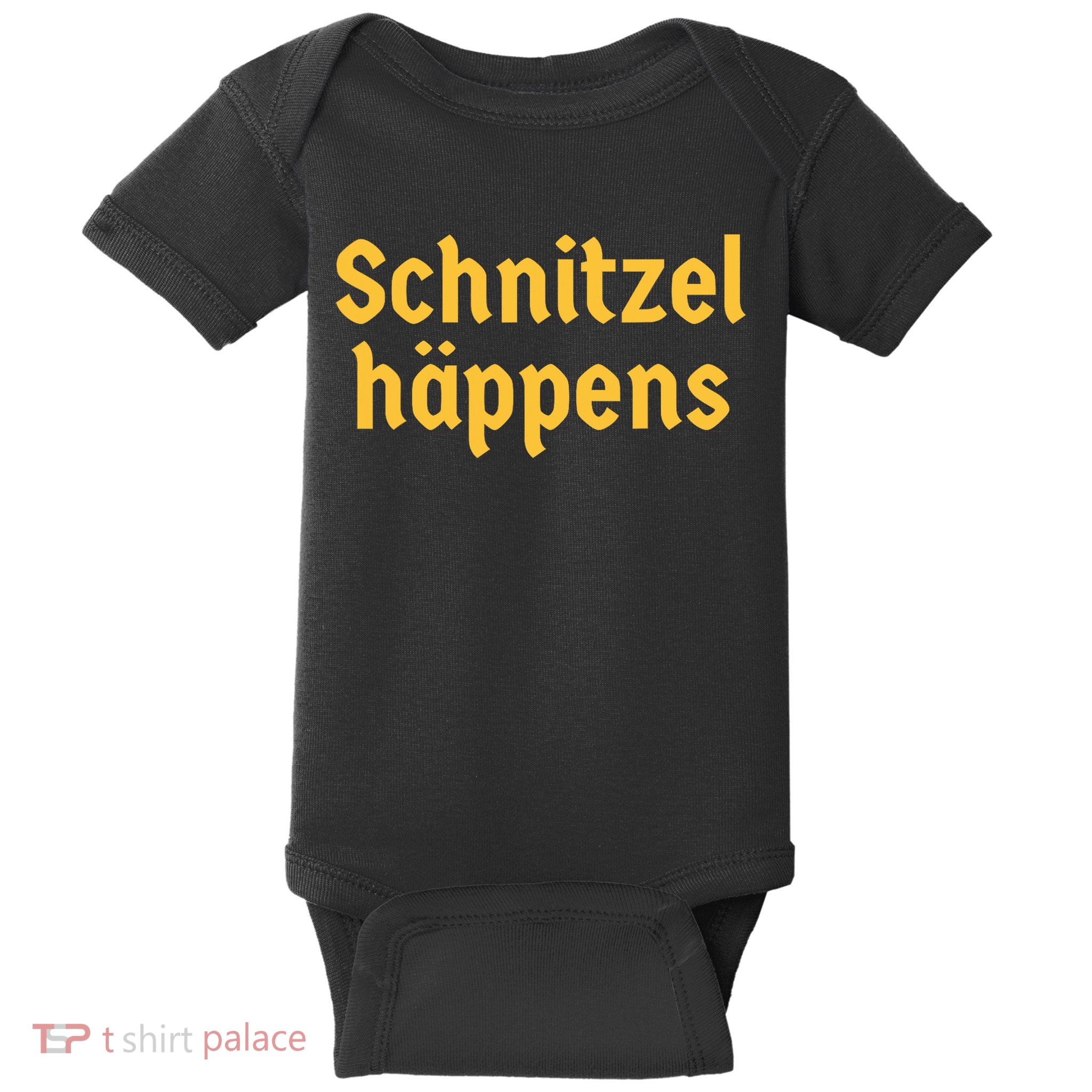 Schnitzel Happens Funny German Beer Oktoberfest Baby Bodysuit