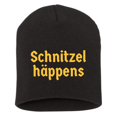 Schnitzel Happens Funny German Beer Oktoberfest Short Acrylic Beanie