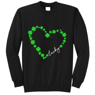 Shamrock Heart Four Leaf Clover Lucky St Patricks Day Sweatshirt
