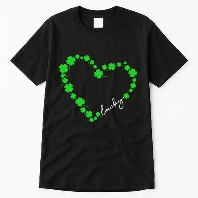 Shamrock Heart Four Leaf Clover Lucky St Patricks Day Tall T-Shirt