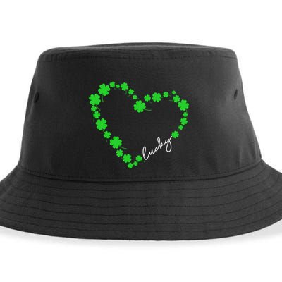 Shamrock Heart Four Leaf Clover Lucky St Patricks Day Sustainable Bucket Hat
