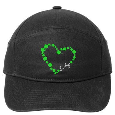 Shamrock Heart Four Leaf Clover Lucky St Patricks Day 7-Panel Snapback Hat