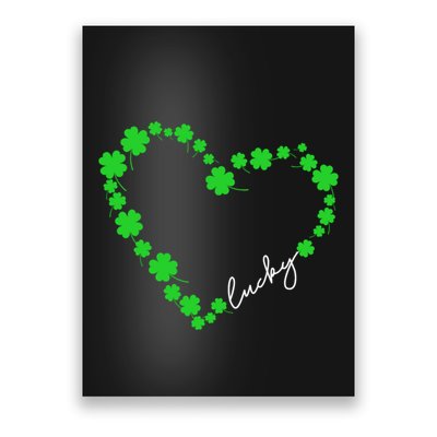 Shamrock Heart Four Leaf Clover Lucky St Patricks Day Poster
