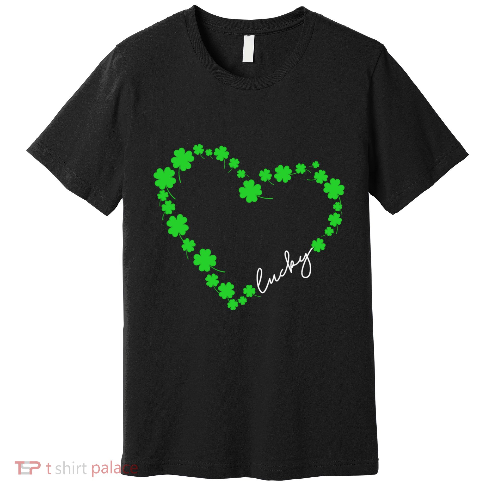 Shamrock Heart Four Leaf Clover Lucky St Patricks Day Premium T-Shirt