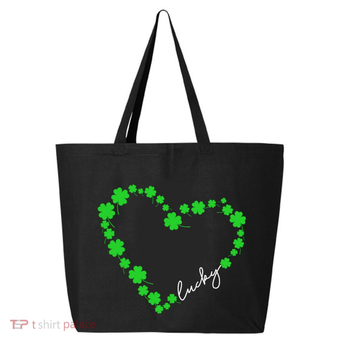 Shamrock Heart Four Leaf Clover Lucky St Patricks Day 25L Jumbo Tote