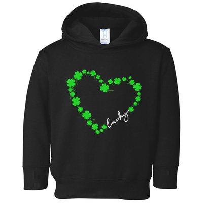Shamrock Heart Four Leaf Clover Lucky St Patricks Day Toddler Hoodie