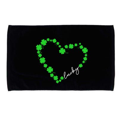 Shamrock Heart Four Leaf Clover Lucky St Patricks Day Microfiber Hand Towel