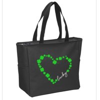Shamrock Heart Four Leaf Clover Lucky St Patricks Day Zip Tote Bag