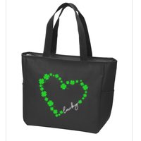 Shamrock Heart Four Leaf Clover Lucky St Patricks Day Zip Tote Bag