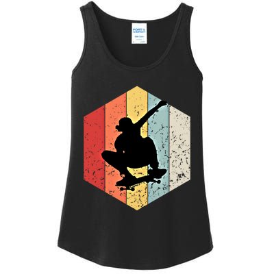 Skaters Having Fun Retro Sunset Skateboard Gift Teen Skaters Funny Gift Ladies Essential Tank