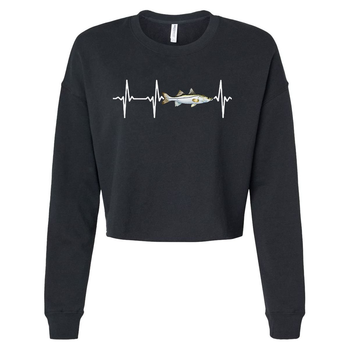 Snook Heartbeat For Saltwater Fish Fishing Lovers Cropped Pullover Crew