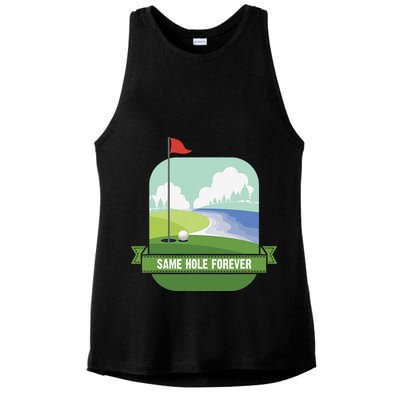 Same Hole Forever Funny Golf Bachelor Party Pre Wedding Ladies PosiCharge Tri-Blend Wicking Tank