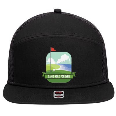 Same Hole Forever Funny Golf Bachelor Party Pre Wedding 7 Panel Mesh Trucker Snapback Hat