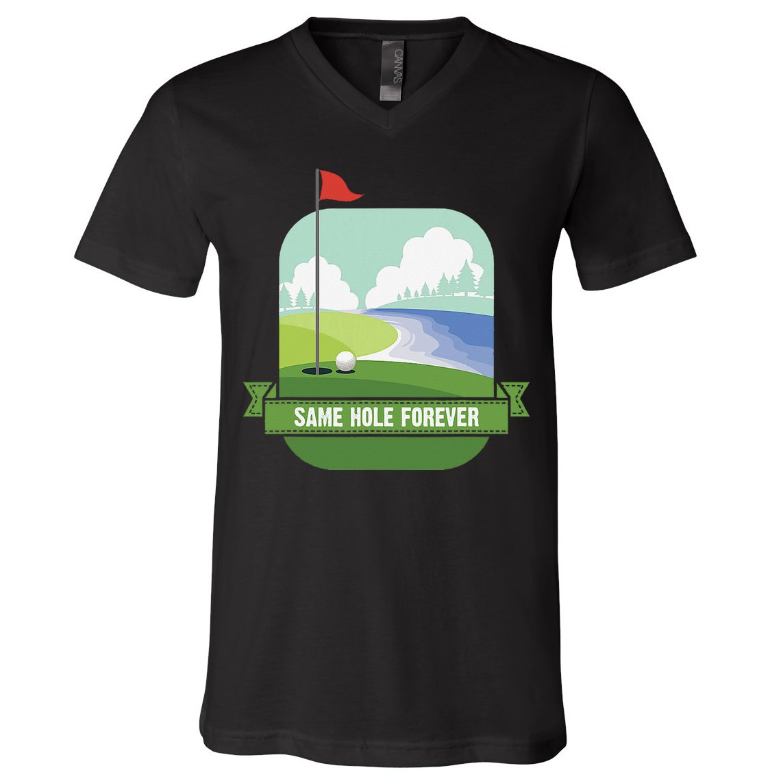 Same Hole Forever Funny Golf Bachelor Party Pre Wedding V-Neck T-Shirt