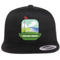 Same Hole Forever Funny Golf Bachelor Party Pre Wedding Flat Bill Trucker Hat