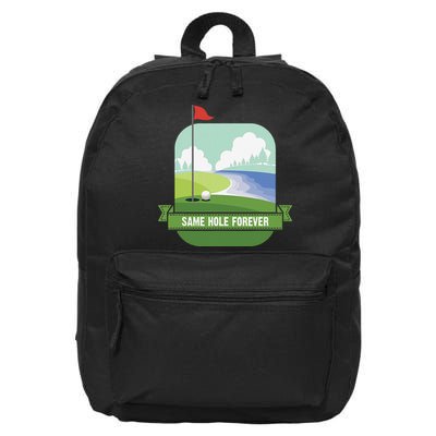 Same Hole Forever Funny Golf Bachelor Party Pre Wedding 16 in Basic Backpack