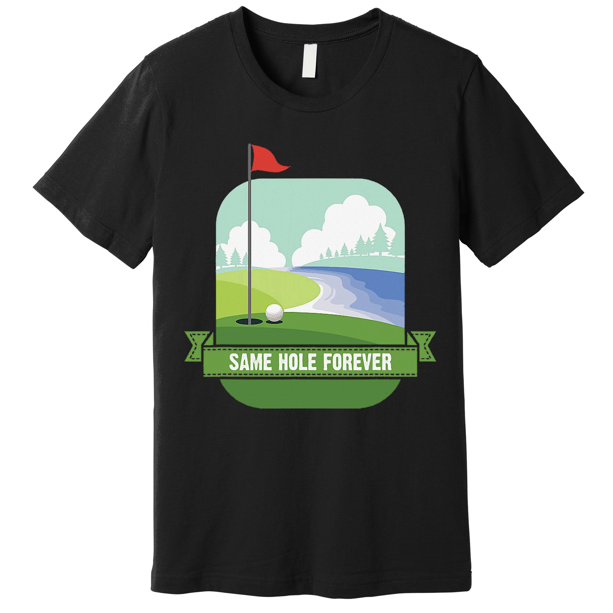 Same Hole Forever Funny Golf Bachelor Party Pre Wedding Premium T-Shirt