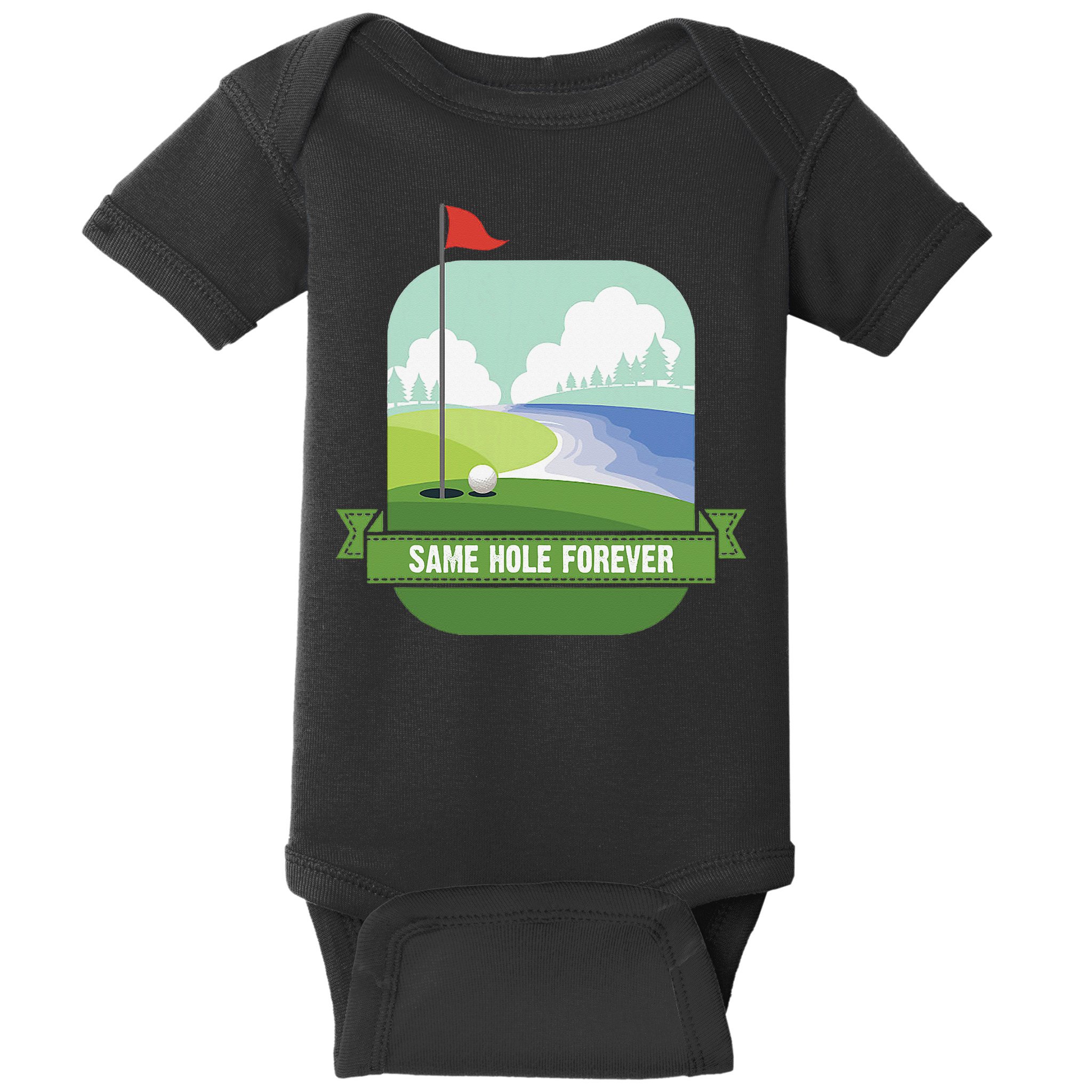Same Hole Forever Funny Golf Bachelor Party Pre Wedding Baby Bodysuit