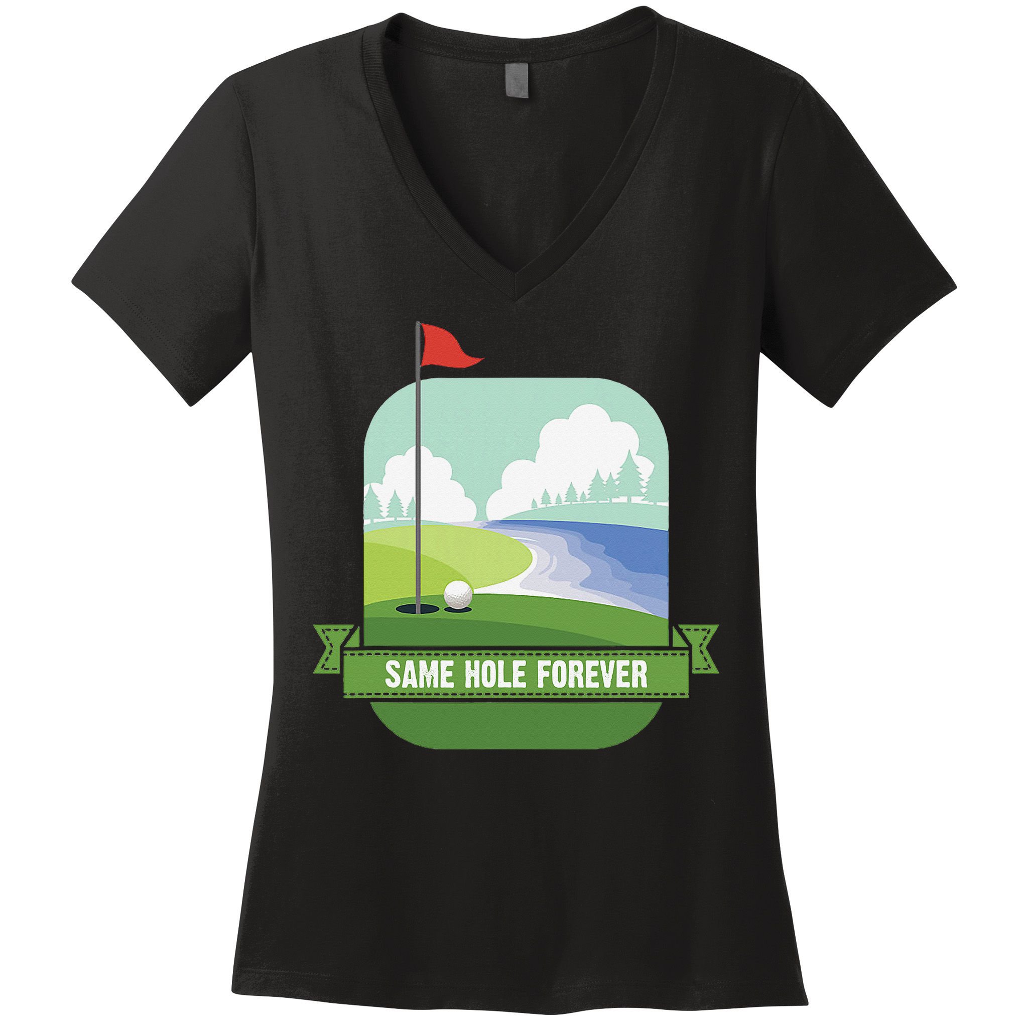 Same Hole Forever Funny Golf Bachelor Party Pre Wedding Women's V-Neck T-Shirt