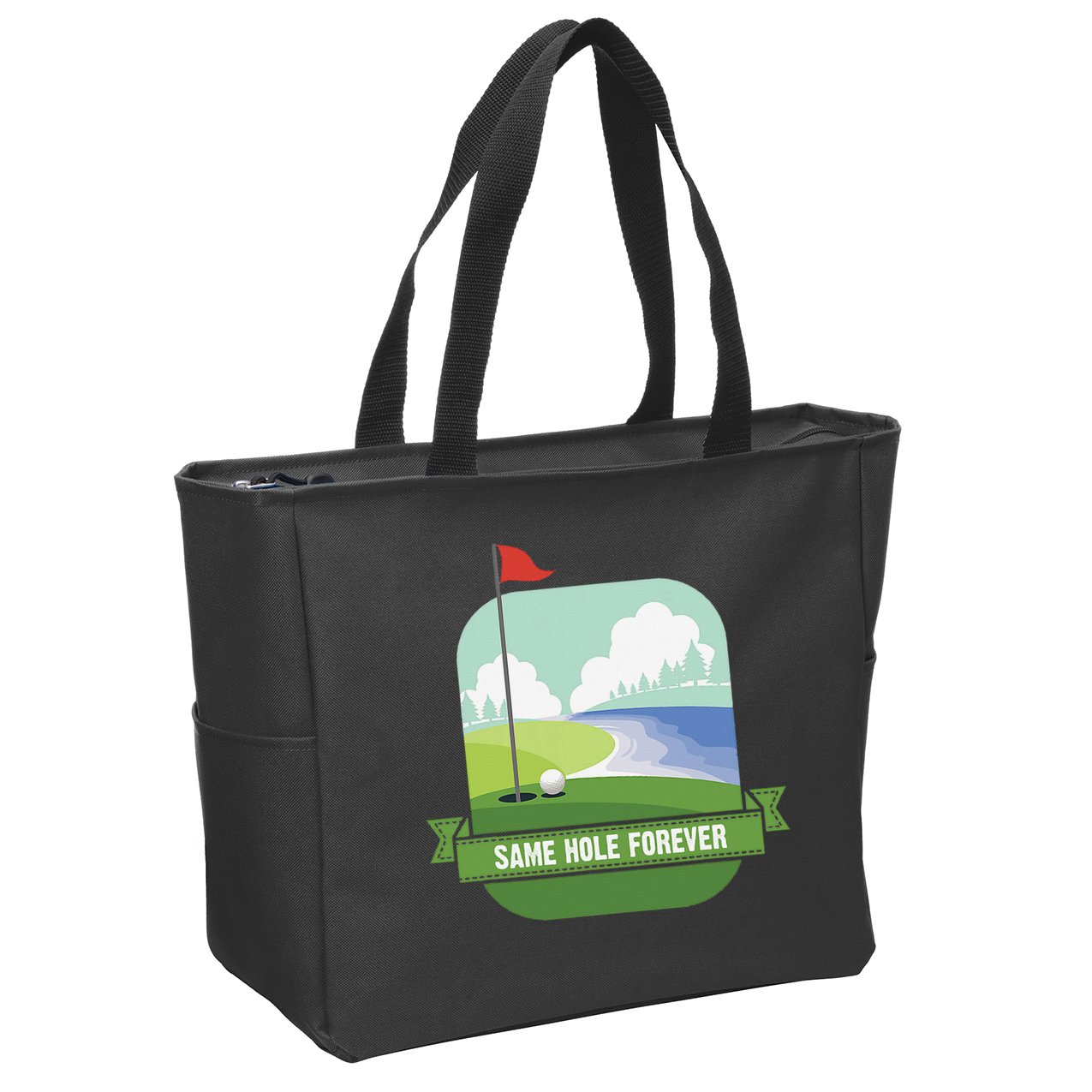 Same Hole Forever Funny Golf Bachelor Party Pre Wedding Zip Tote Bag