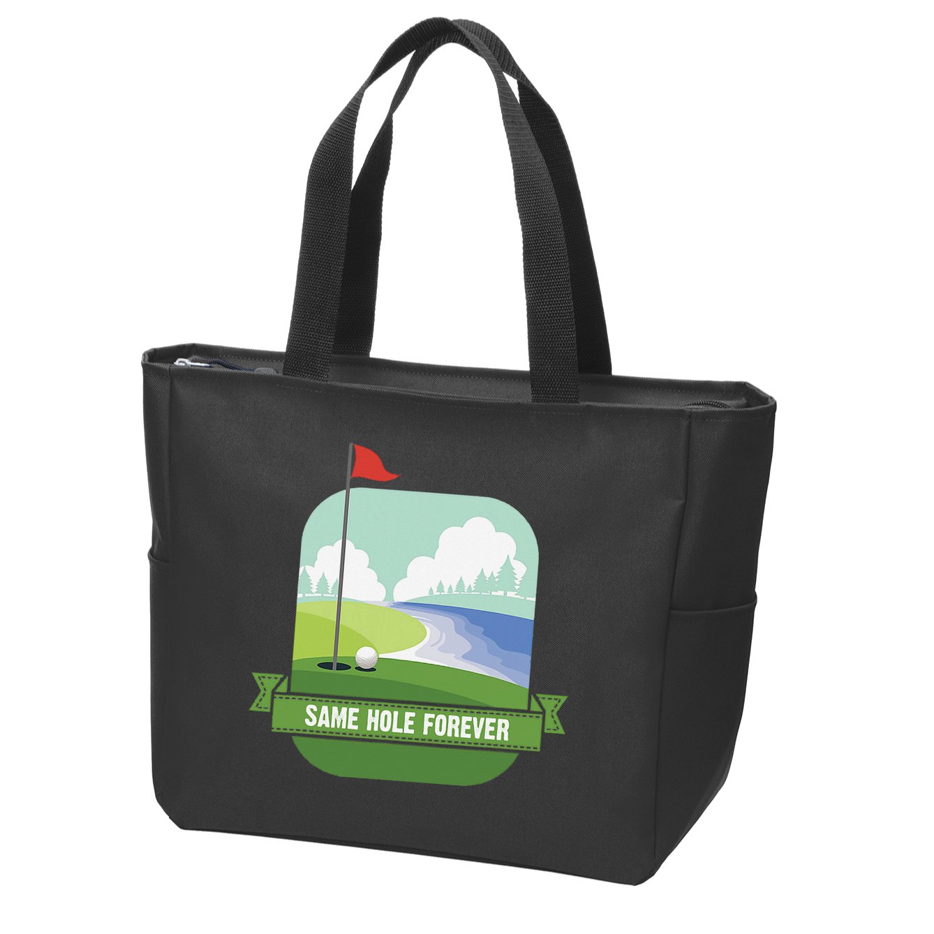 Same Hole Forever Funny Golf Bachelor Party Pre Wedding Zip Tote Bag
