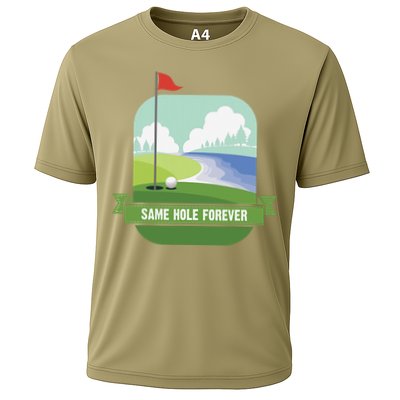 Same Hole Forever Funny Golf Bachelor Party Pre Wedding Cooling Performance Crew T-Shirt