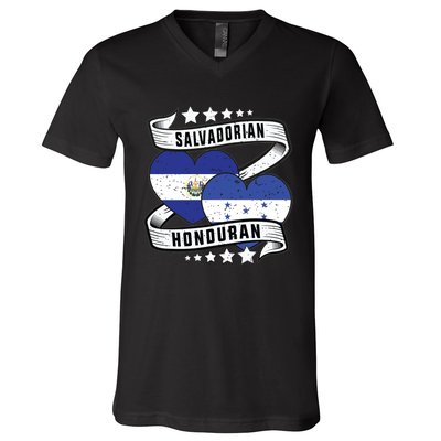 Salvadorian Honduran Flag Honduras Y El Salvador Sweatshirt V-Neck T-Shirt