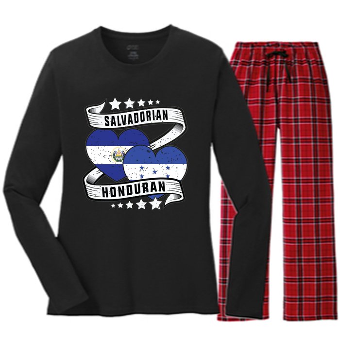 Salvadorian Honduran Flag Honduras Y El Salvador Sweatshirt Women's Long Sleeve Flannel Pajama Set 