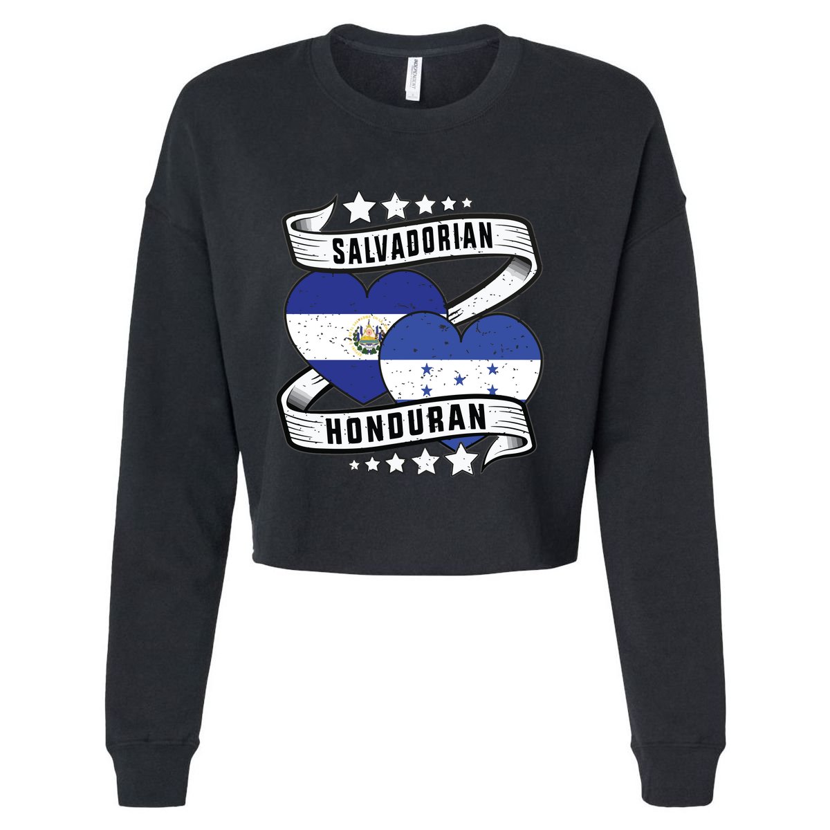 Salvadorian Honduran Flag Honduras Y El Salvador Sweatshirt Cropped Pullover Crew